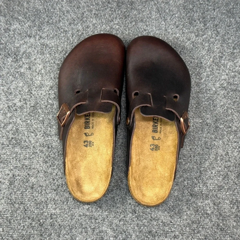 Birkenstock Boston Clog Sandals Men's 10 Habana Brown Oiled Leather Slip On Shoe